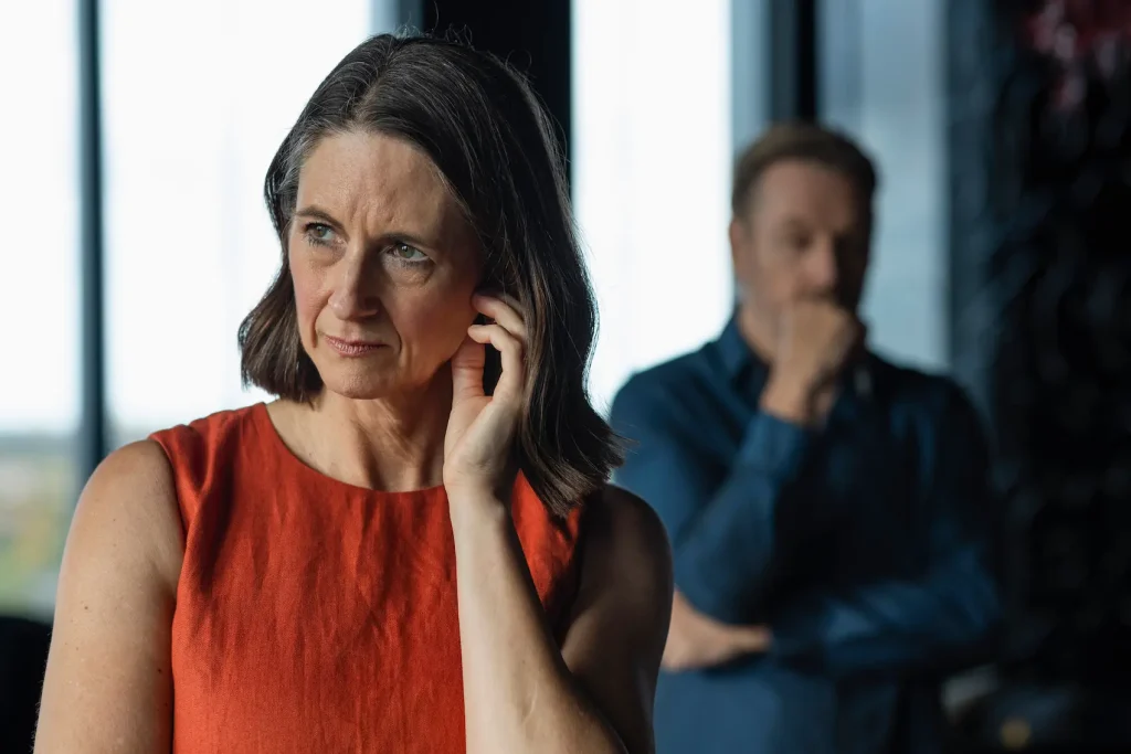 An unhappy middle aged couple contemplating divorce.