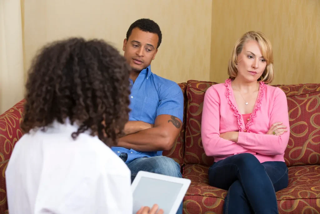 Couple working with an therapist.